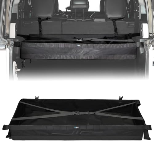 JOYTUTUS PVC Mesh Trunk Organizer Foldable Rear Trunk Cargo Storage for 20072026 Wrangler JK JL 4Door Interior Luggage Carrier for Camping Trip Gear Max 2244 LBS